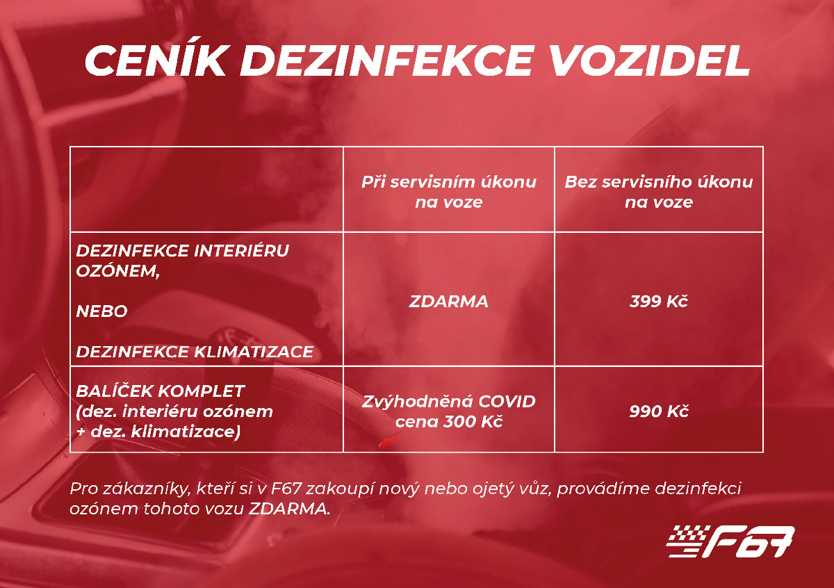 Ceník dezinfekce vozidel